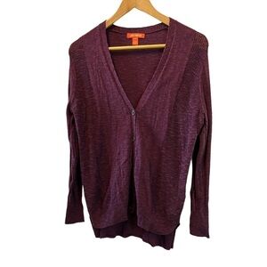 JOE FRESH Purple Lightweight Knit Button Up Long Sleeve Casual Cardigan Sweater